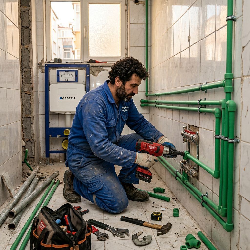Su tesisatı boru döşeme uygulaması